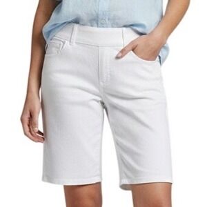 Chicos Slim Leg Pull On White Denim Shorts Womens Size 10R